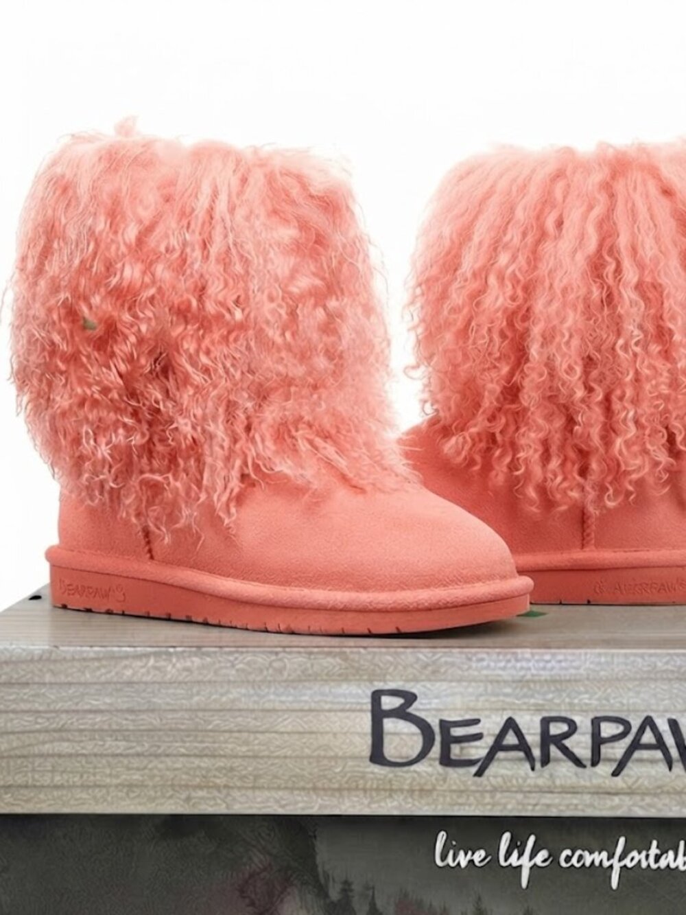 Bearpaw Boo Pink Raspberry Shearling Curly Lamb Fur Boho Sherpa Boots 7 NEW